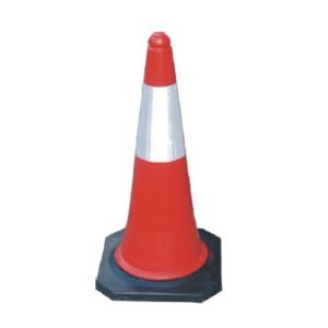 Κώνος Σήμανσης PE 75εκ. με Μαύρη Βαριά Βάση